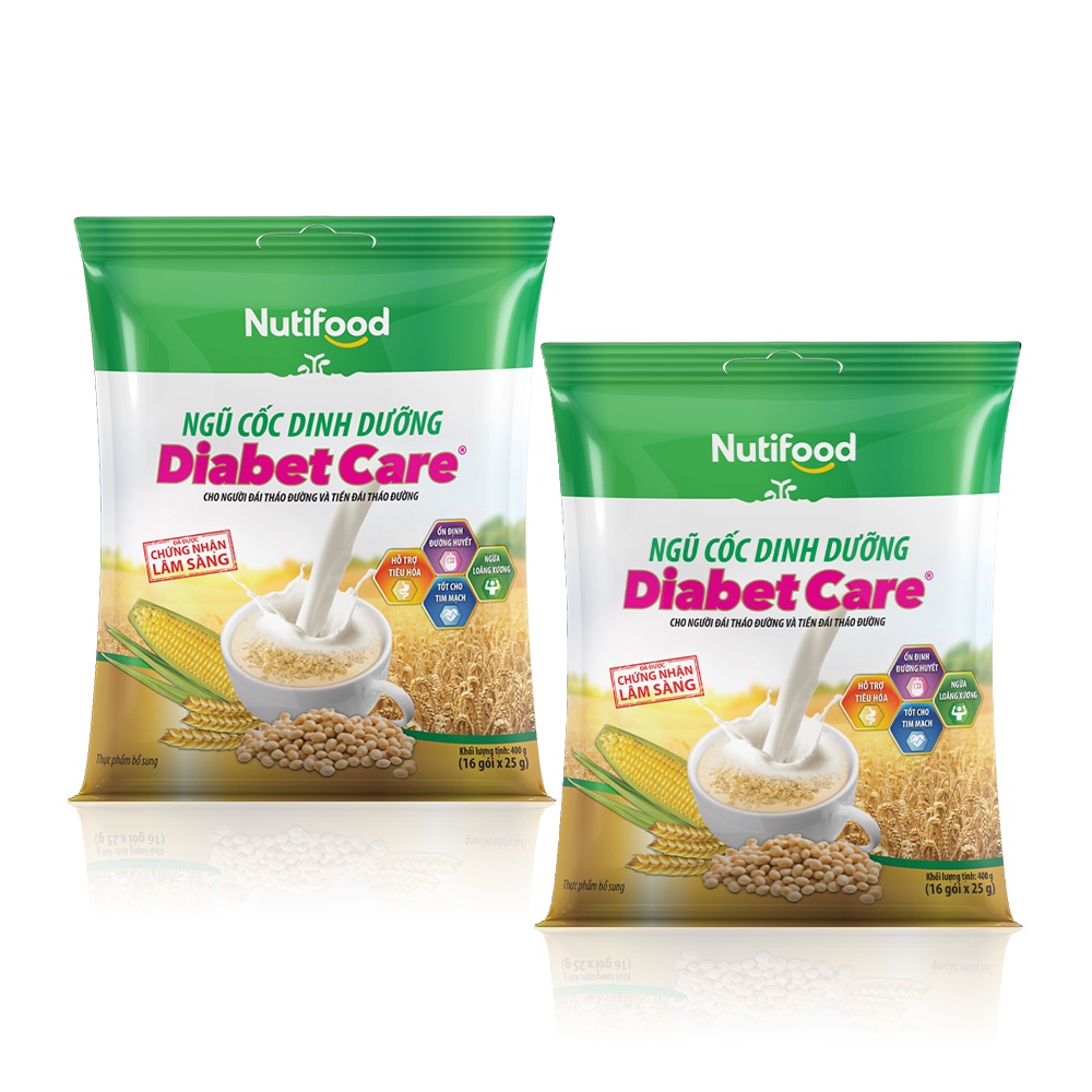 Combo 2 Ngũ cốc dinh dưỡng Nutifood DiabetCare (16gx25g)/hộp