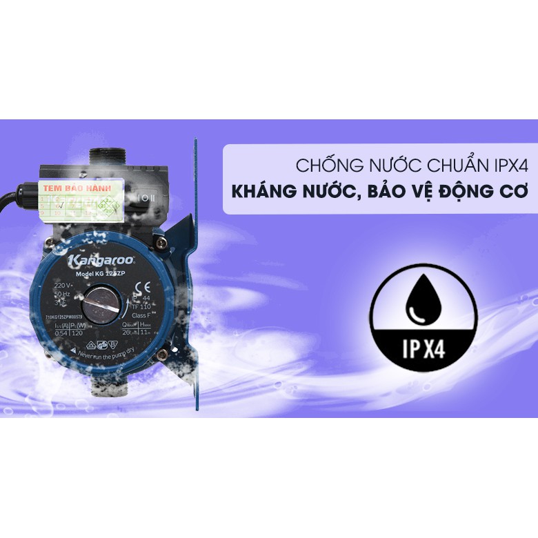 MÁY BƠM NƯỚC TĂNG ÁP ĐIỆN TỬ KANGAROO KG-125ZP - CHÍNH HÃNG - BẢO HÀNH TẬN NHÀ 12 THÁNG