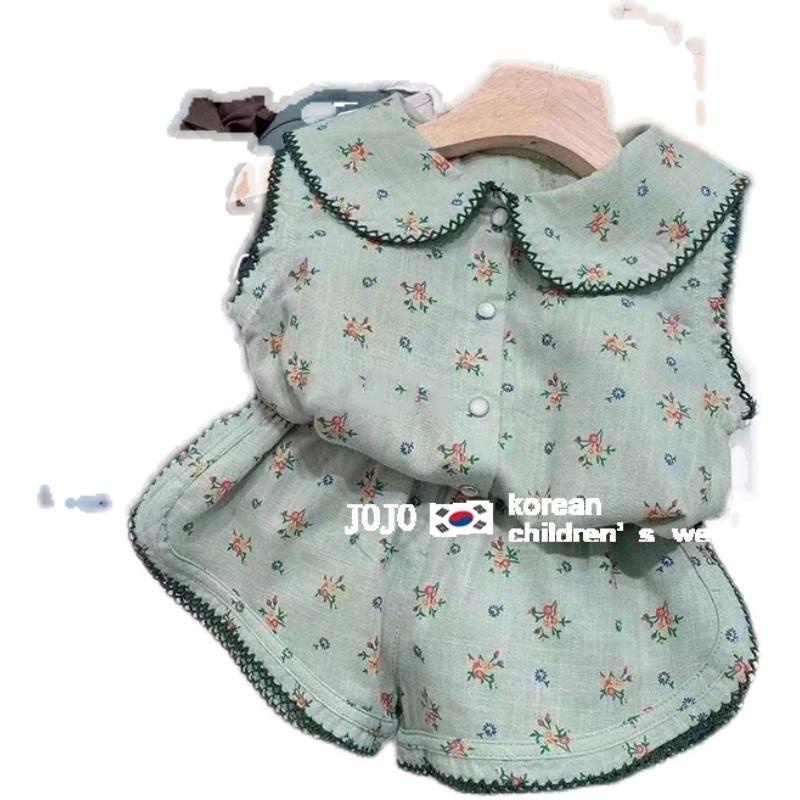 Set Đồ Mùa Hè 5 Món Gồm Áo Hai Dây In Họa Tiết Hoa + Quần Ngắn Phong Cách Hàn Quốc Cho Bé Gái