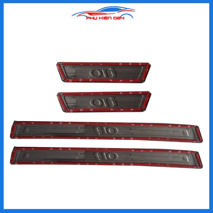 Bộ ốp bậc cửa trong ngoài nẹp bước chân Hyundai i10 2014-2015-2016-2017-2018-2019 vân Titan trang trí xe