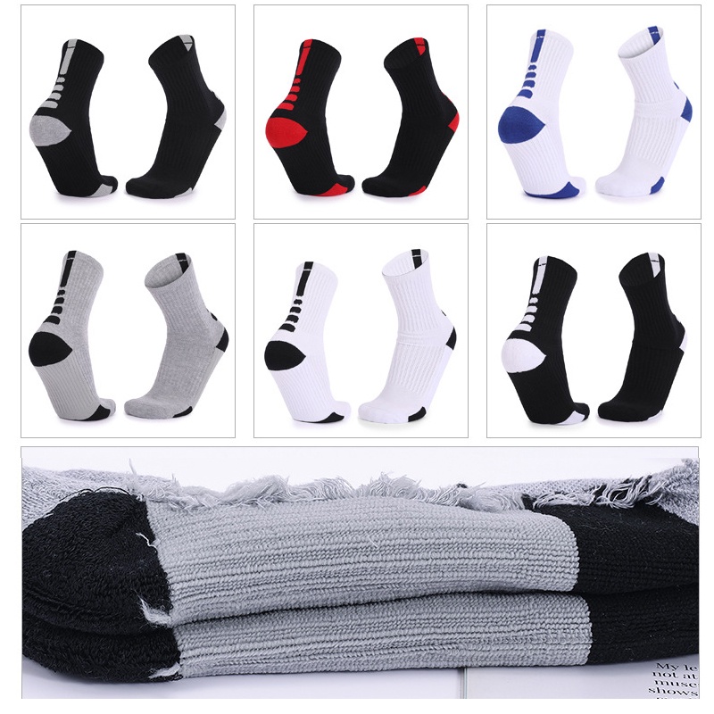 Vớ bóng rổ chuyên nghiệp ống cao vừa chống trơn trượt dành cho nam đạp xe/ chạy bộ/ thể thao ngoài trời
