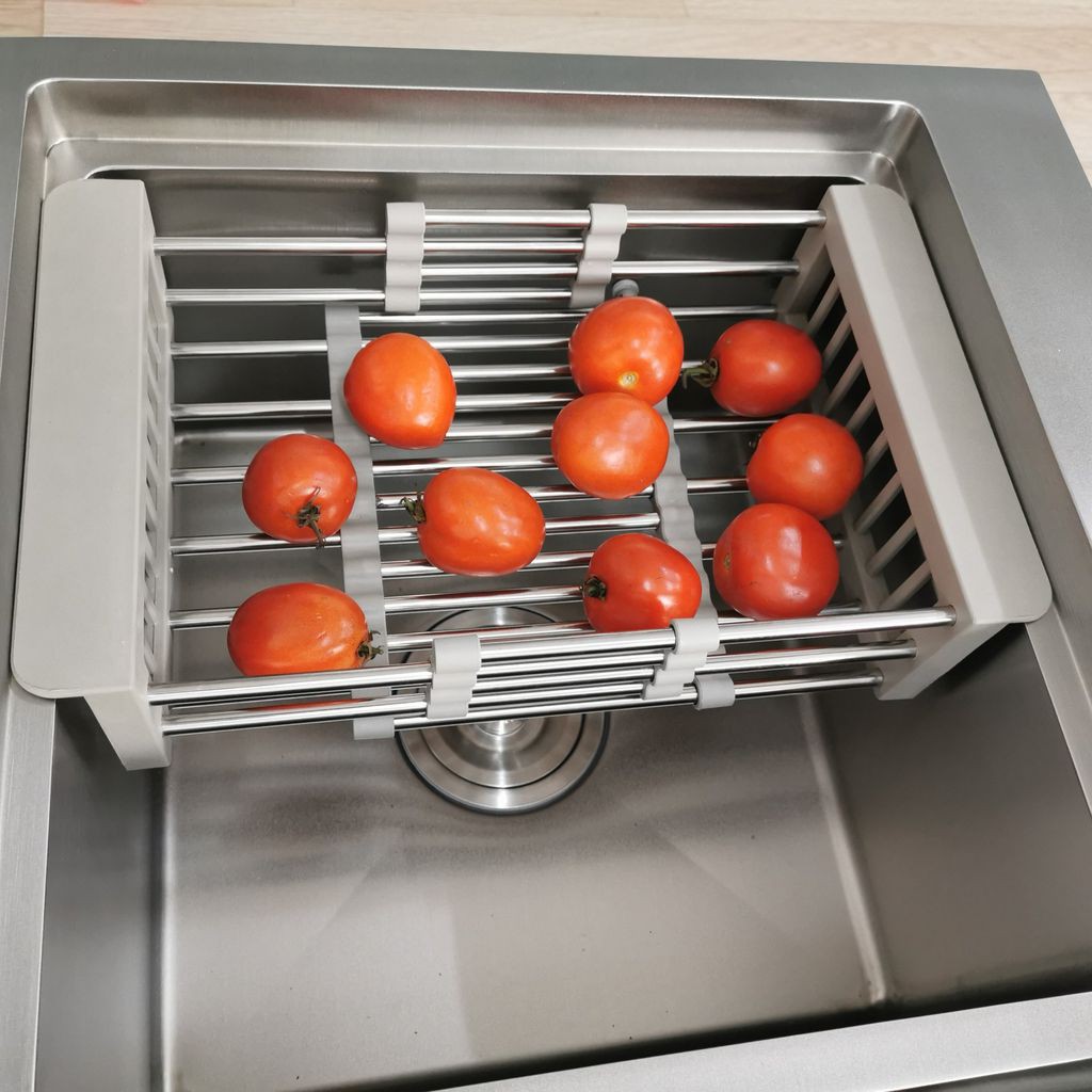 RỔ RÚT INOX CHỈNH KÍCH THƯỚC ĐẶT BỒN RỬA BÁT SIÊU TIỆN ÍCH