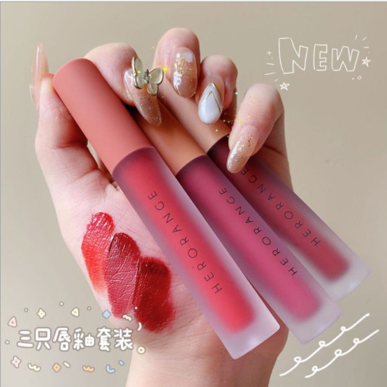 Set 3 Cây Son Kem Lì Herorange Fluffy Lip Glaze