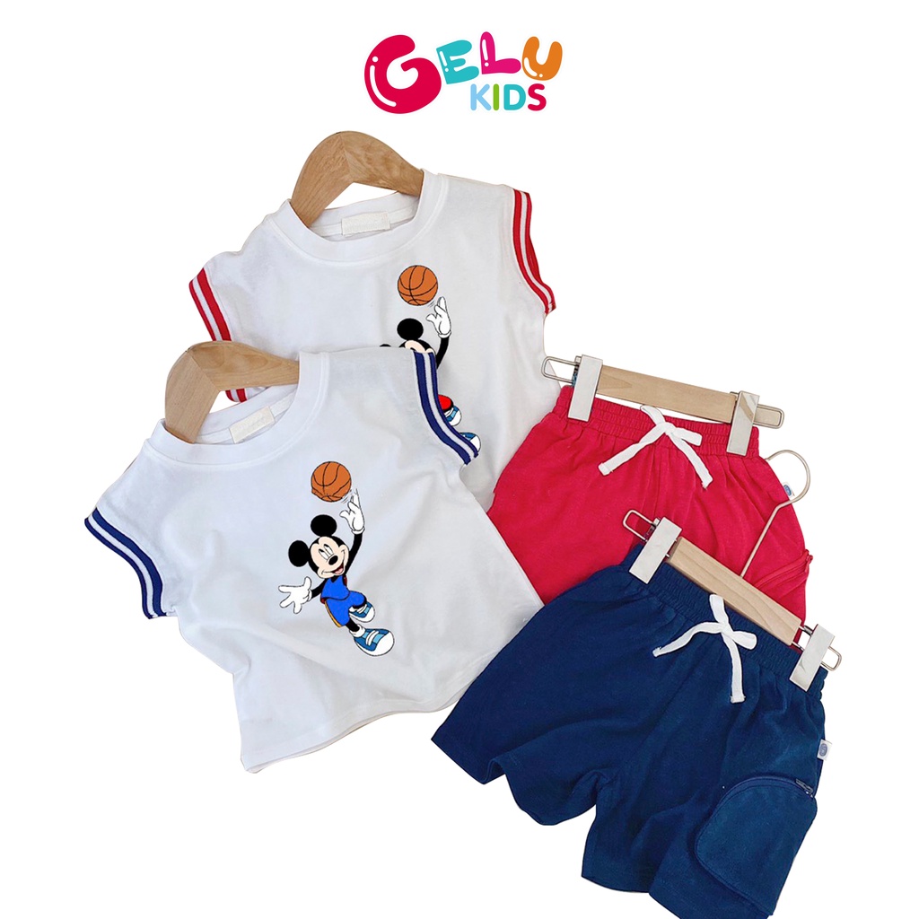 Bộ cộc tay bé trai GELU KIDS mickey chất liệu cotton mềm mịn dáng thể thao năng động - SBU006