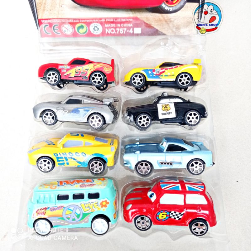 Hộp 8 chiếc xe ô tô Mcqueen bằng nhựa, chạy bánh đàu
