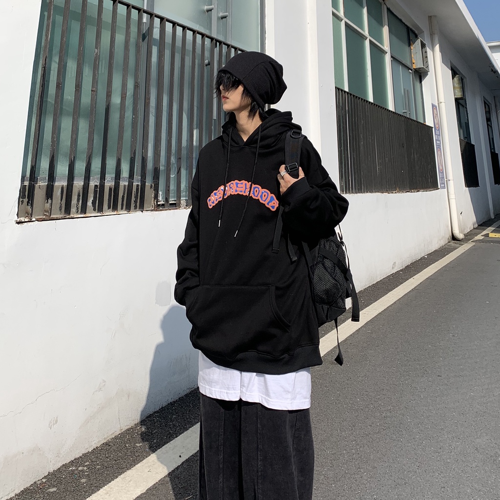 Áo hoodie đen nam nữ form rộng Yinxx phong cách ulzzang vải nỉ bông dày dặn HD36