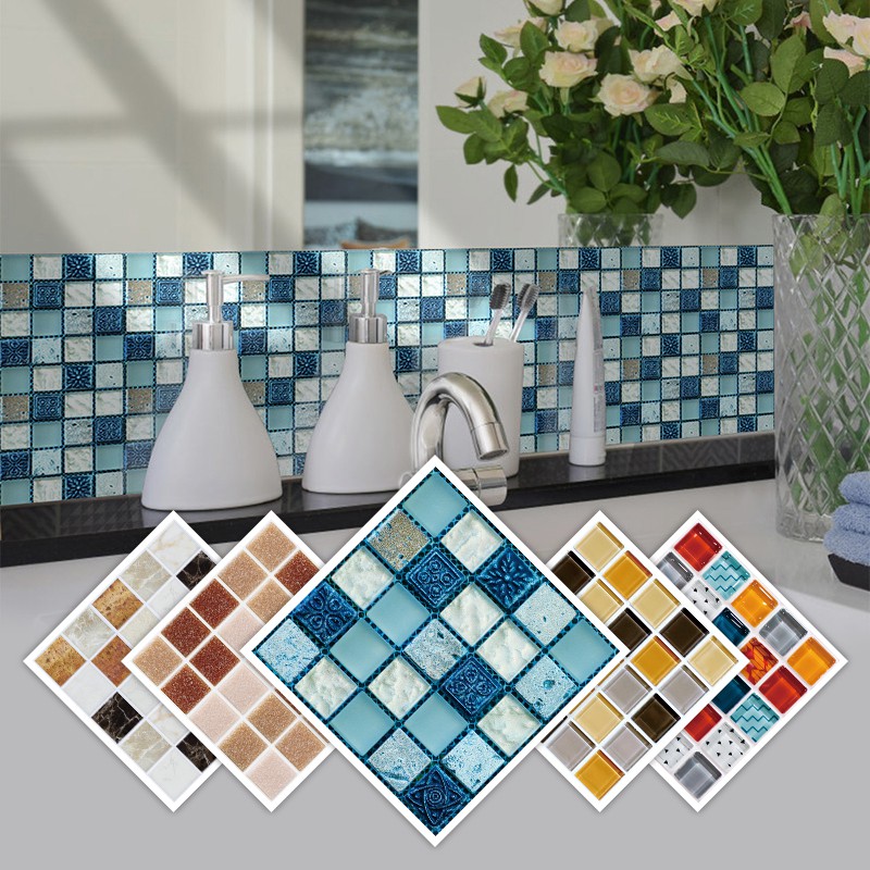 simulation tile stickers  [15*15cm*10pcs] DIY self-adhesive home decor kitchen bathroom toilet waterproof wallpaper（FD008-013）