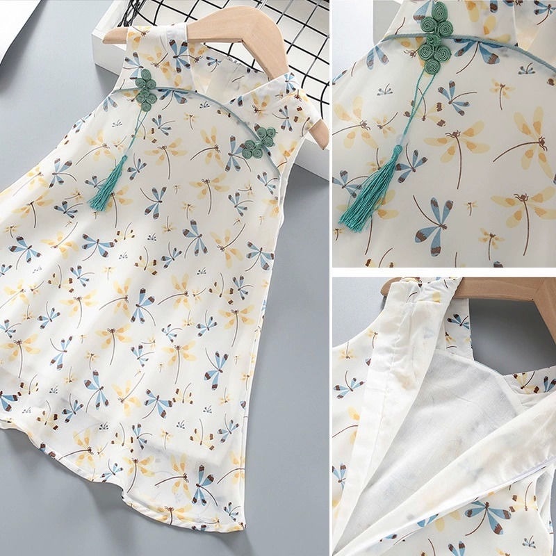 Đầm sườn xám thiết kế mới thời trang mùa hè dành cho bé gái