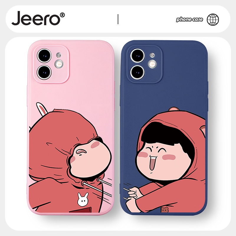 Ốp điện thoại JEERO hoạt hình cặp đôi dễ thương đẹp ngộ nghĩnh mềm cho iPhone 13 12 1
