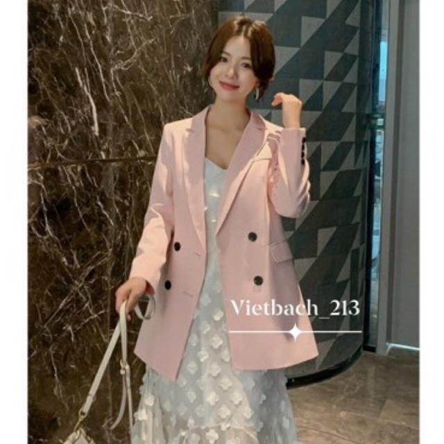Áo khoác Vest nữ dáng dài đính 4 khuy tay chất liệu cao cấp | BigBuy360 - bigbuy360.vn