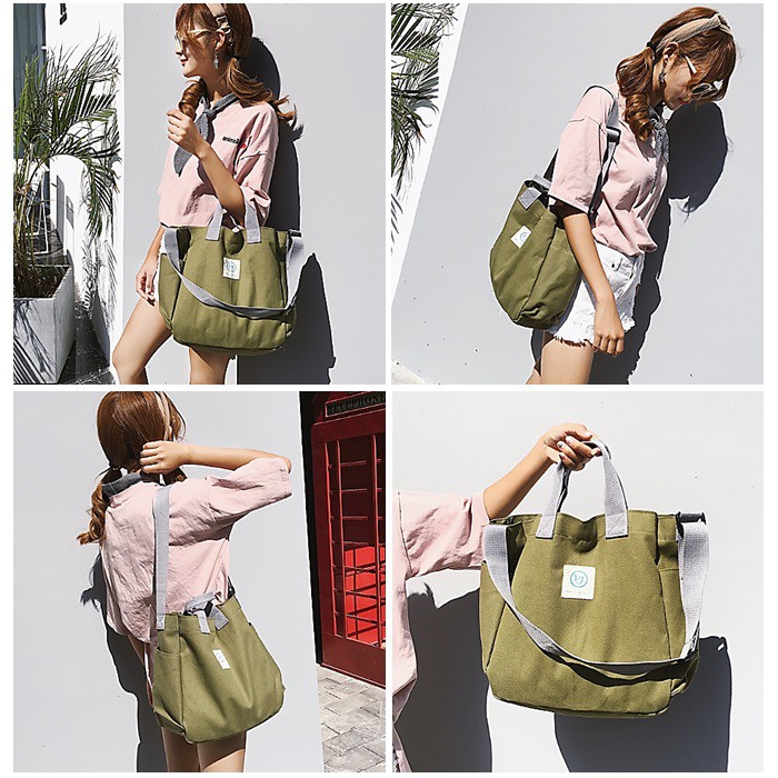 Túi vải canvas túi Tote đeo vai Hàn Quốc cao cấp