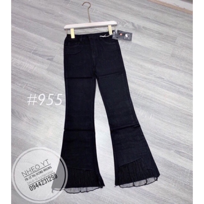 Quần jean loe phối ren gấu