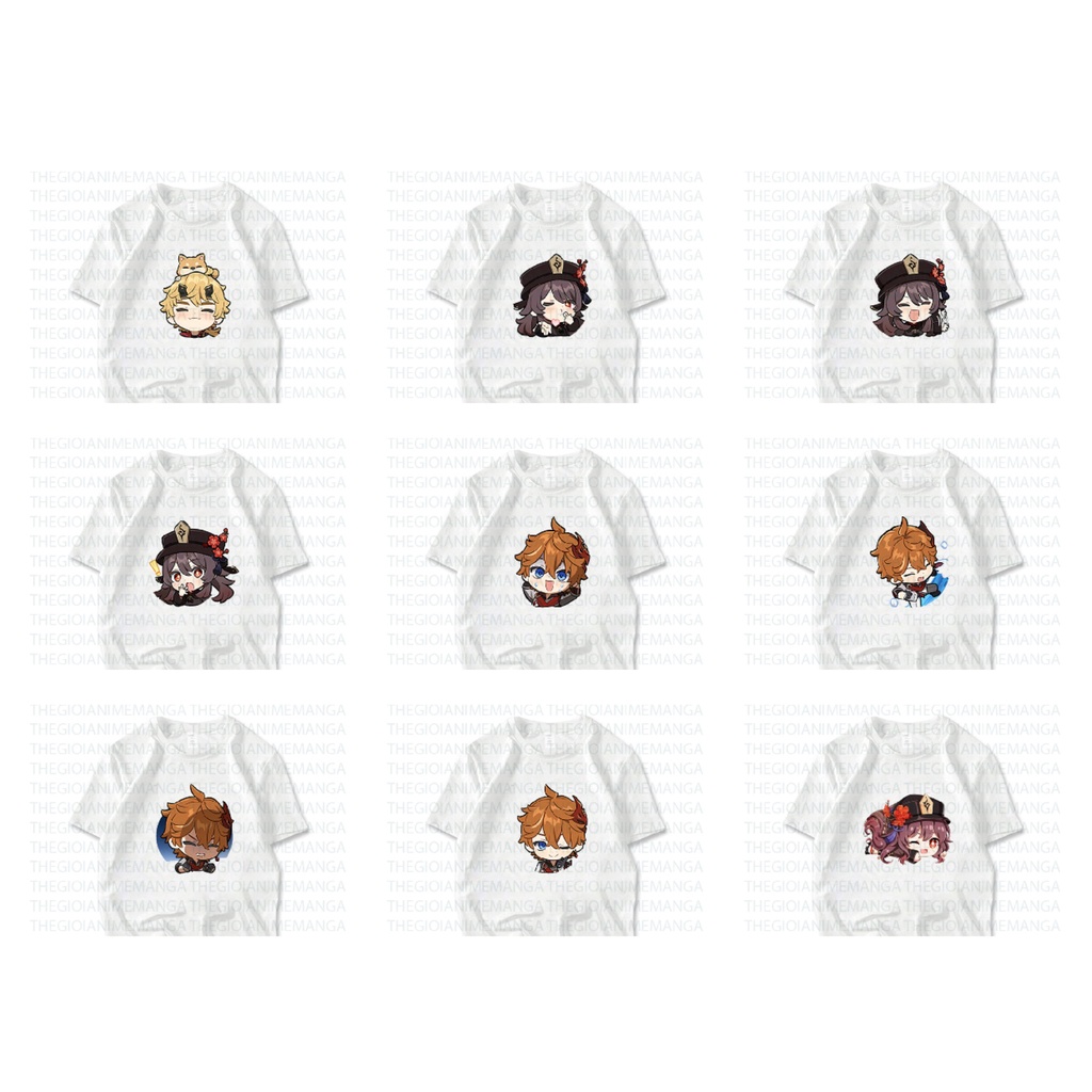 Áo thun phông trắng in hình NHÂN VẬT GENSHIN IMPACT game chibi anime M5 thời trang cá tính vải đẹp loại2