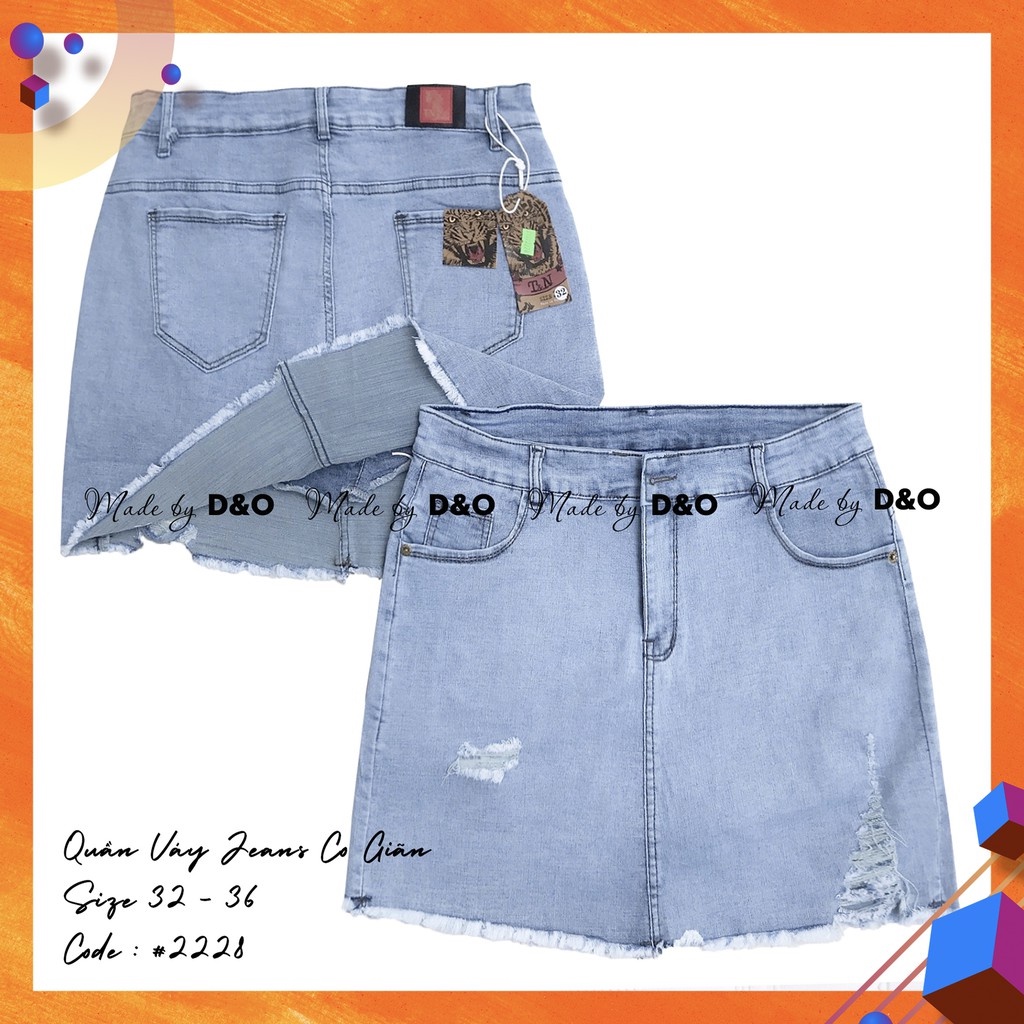 [Sale RẺ 32-36] Quần Váy Jeans Xanh Rách Nhẹ Nhàng Cá Tính - Co Giãn Mạnh