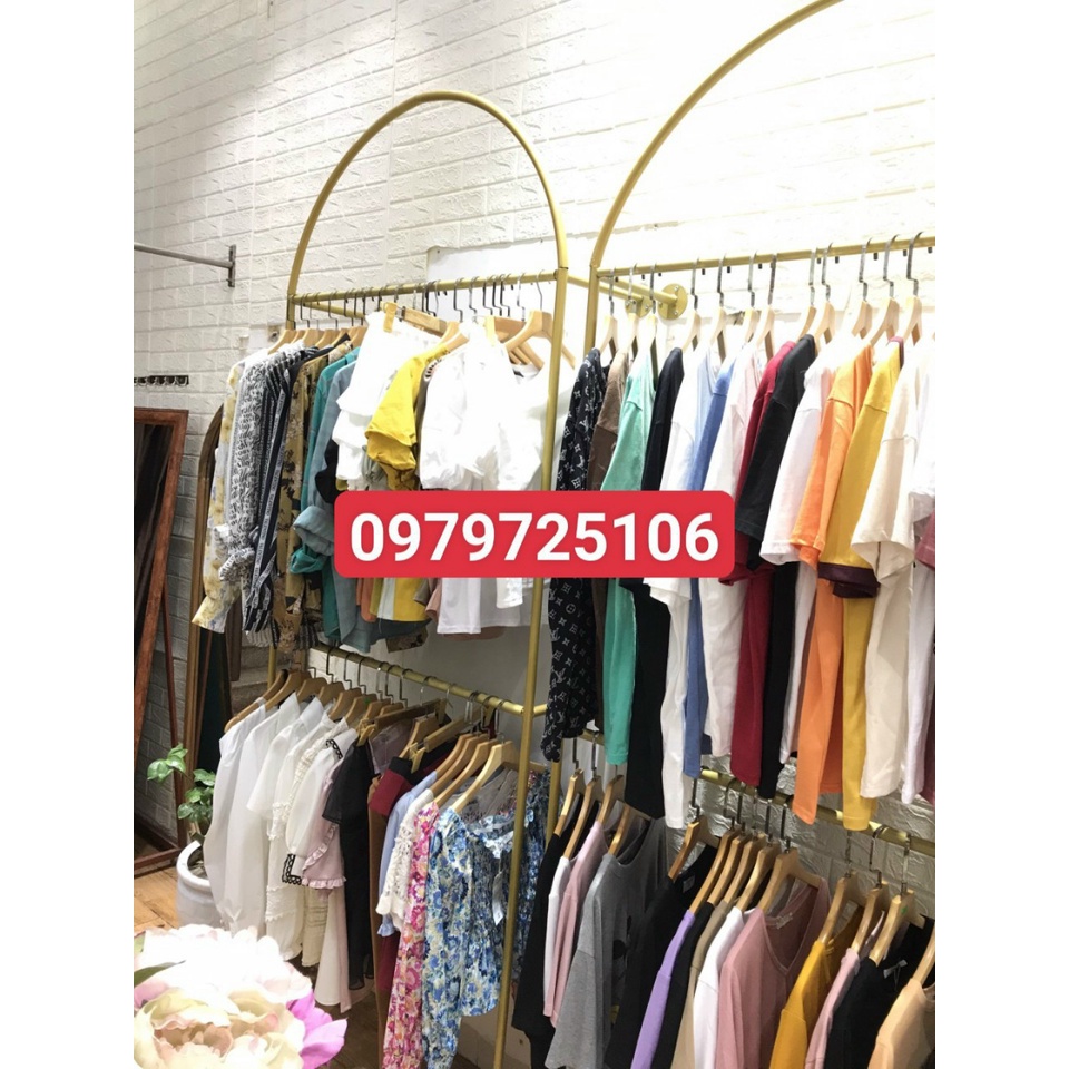GIÁ TREO BẮT TƯỜNG HÌNH VÒM CONG 2 TẦNG - KỆ TREO QUẦN ÁO - DÀN TREO ĐỒ SHOP THỜI TRANG