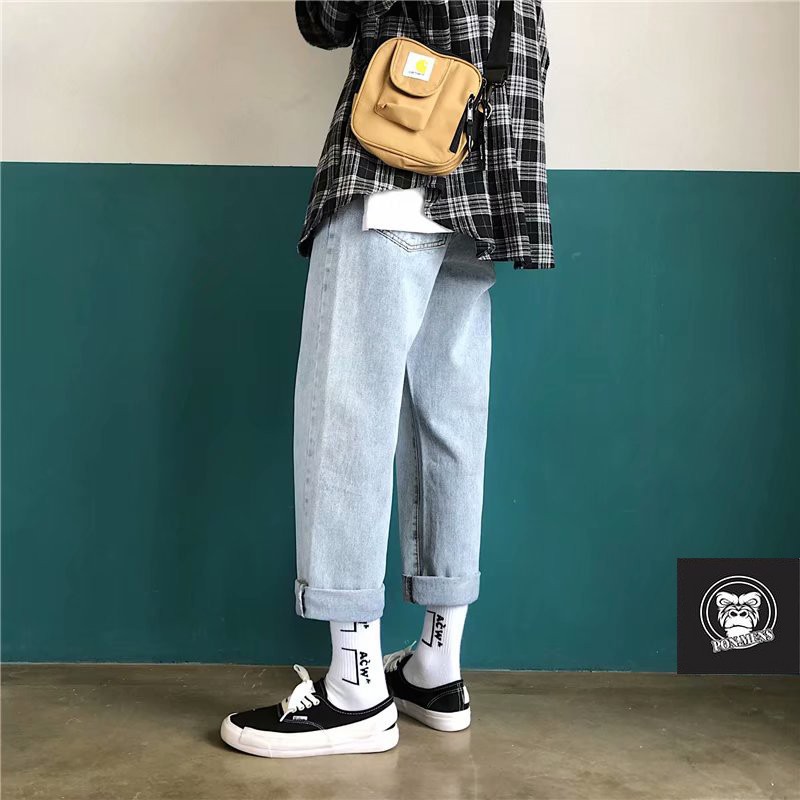 quần jean nam ống rộng màu đen logo 160 2021 | BigBuy360 - bigbuy360.vn