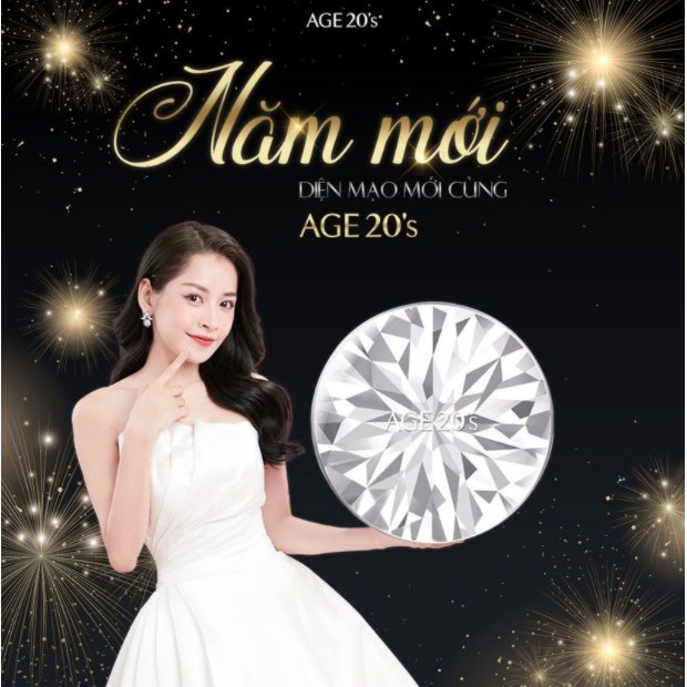 Phấn nền lạnh kim cương AGE 20's Essence Cover Pact Original Diamond Edition màu hồng