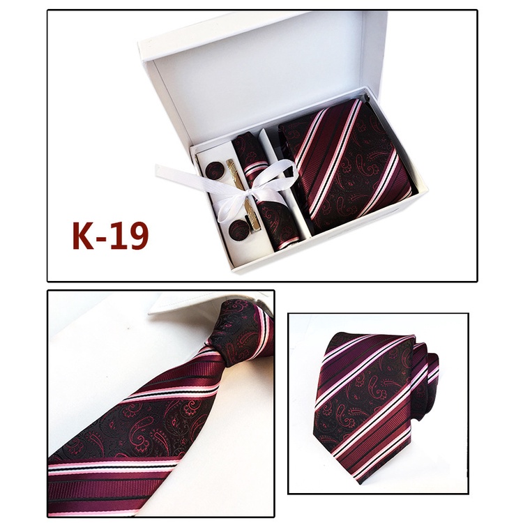 Bộ Cà Vạt + Khăn Quàng Cổ + Túi Xách Hình Vuông Nhỏ 8cm Thời Trang Cho Nam