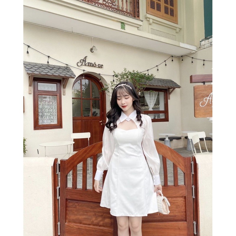 [New 2021] Đầm dự tiệc trắng dễ thương vải cotton thái xịn phối Tay Lụa [CÓ MÚT NGỰC]