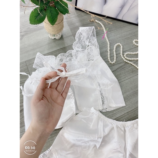 Đồ ngủ sexy nữ gợi cảm, đồ ngủ ren sexy phi lụa cột dây ( ảnh kèm video thật)
