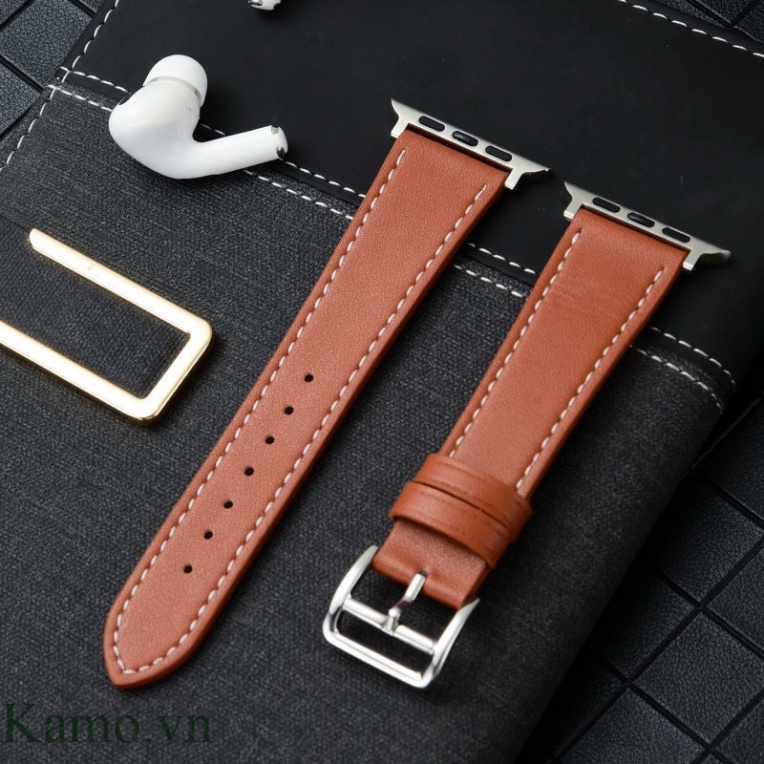 Dây apple watch series 7 6 5 4 3 se, dây đồng hồ apple watch da bò đeo tay - iwatch thông minh, 38mm 40mm 41mm 42mm 44mm