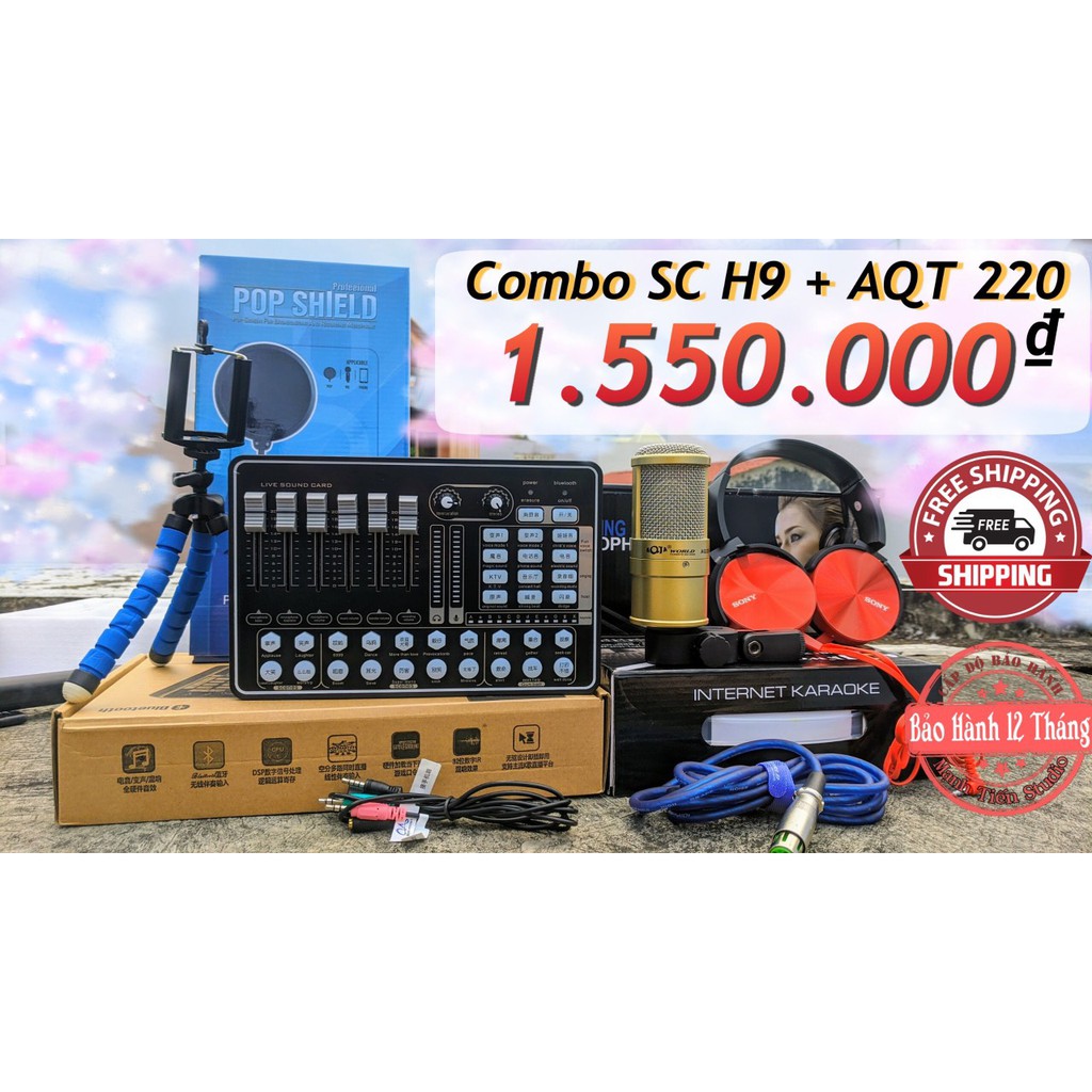 Combo SoundCard H9 + AQ220 + Full phụ kiện