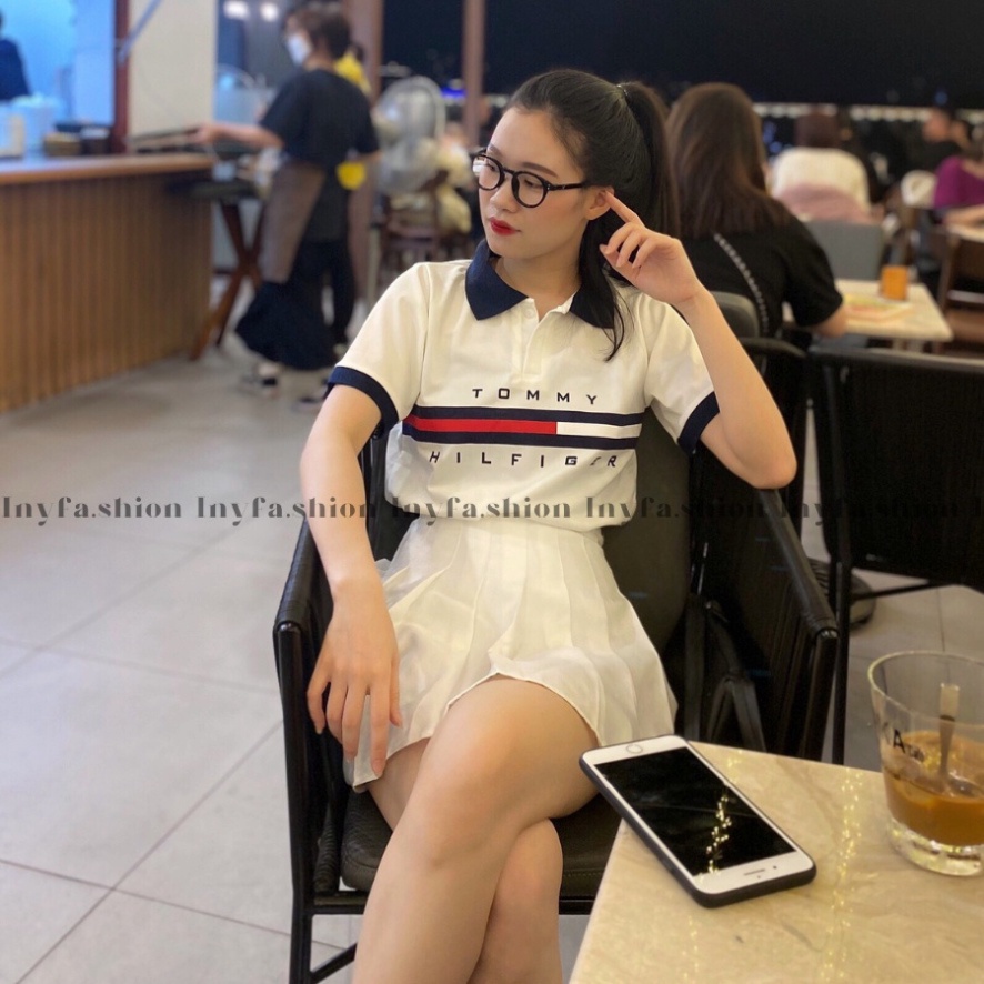 Áo polo nữ Tommy.Polo cổ bẻ chất dày dặn form đẹp ảnh thật. Hàng Hotrend