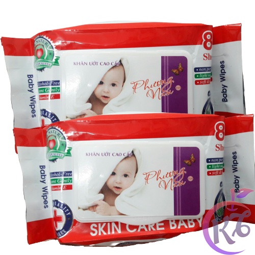 Combo 5 bịch Khăn giấy ướt Baby wipes cao cấp bịch 80g an toàn dành cho bé ( LOẠI CÓ MÙI ) - Khăn giấy ướt có hương