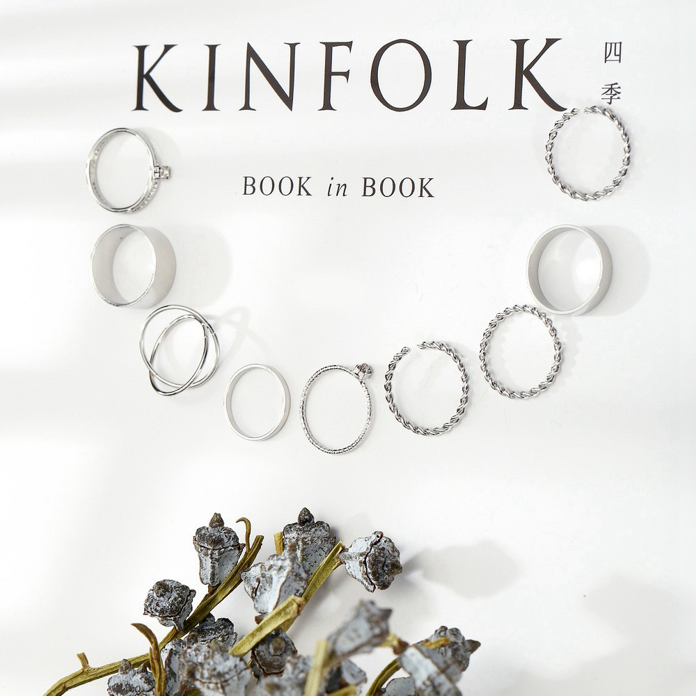 Bộ Nhẫn Đeo Khớp Ngón Tay Thời Trang Vintage Nhiều Màu Dành Cho Nữ Mihan1