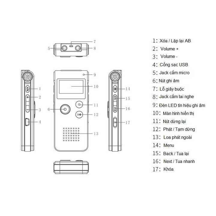 Máy Ghi Âm Stereo  Ak-012 8Gb - Máy Ghi Âm Stereo Chuyên Nghiệp