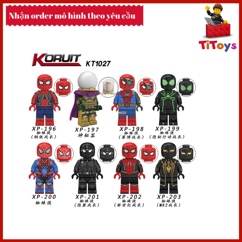 Minifigures các nhân vật Spider Man Far From Home - Đồ chơi Lắp ghép Xếp hình Non Lego KT1027