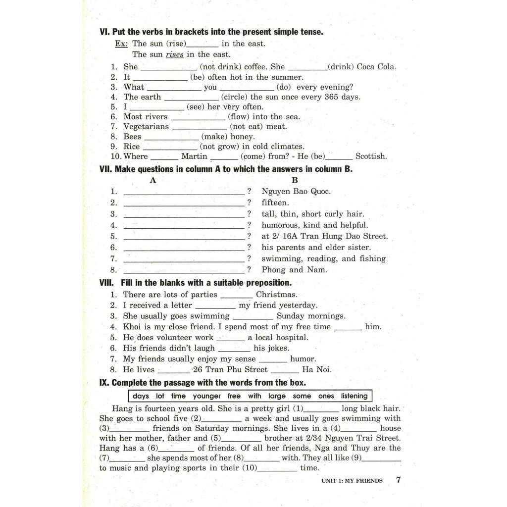 Sách Bài Tập Tiếng Anh Lớp 8 - Không Đáp Án