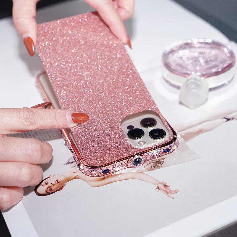 Ốp Điện Thoại Acrylic Trong Suốt Đính Đá Lấp Lánh Cho Iphone 13 12 11 Pro Max XS Max Xr X XS Etui