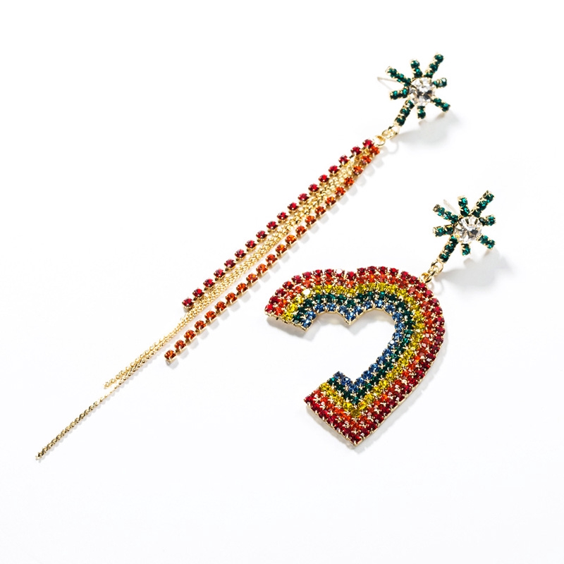Korean Fashion Wild Simple Chain Tassel Earrings Rhinestone Bohemian Style Drop Earrings