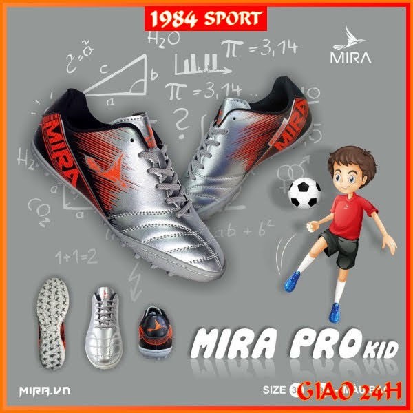 Giày Đá Bóng Người Lớn, Giày Đá Banh Sân Cỏ Nhân Tạo Mira Pro Chất Liệu Da PU Cao Cấp Mẫu Mới Nhất 2021