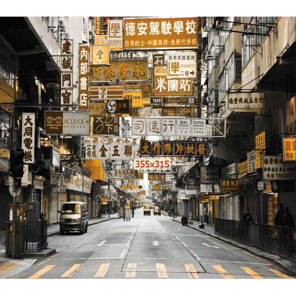 Tranh lụa 3d Hồng Kông Đường Phố Kích Thước 1,5m x 2m HKĐP13