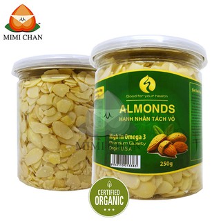 Hạnh Nhân Tươi Cắt Lát Hũ 250gr Hàng Mỹ, Hạnh Nhân Lát Không Tẩy Trắng, Nguyên Liệu Nấu Chè, Làm Bánh, Ngũ Cốc