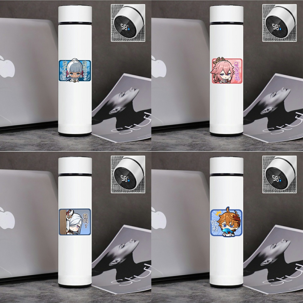 Bình Giữ Nhiệt GENSHIN IMPACT ver CHỮ NHẬT anime chibi Lõi INOX có nắp báo nhiệt độ