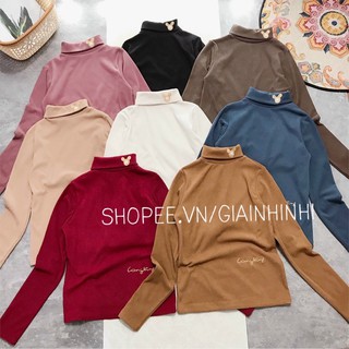 [Mã FASHIONXANH15 giảm 10K đơn 50K] Áo tăm nhung cổ 3p thêu MK, Áo thun tăm cổ cao thê chữ co giãn AN1336 - NhiNhi Shop
