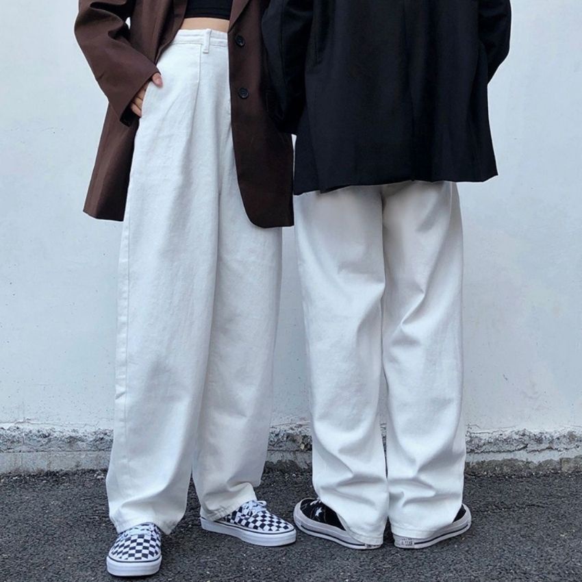 Quần Kaki ANYOUNG trắng đen form rộng