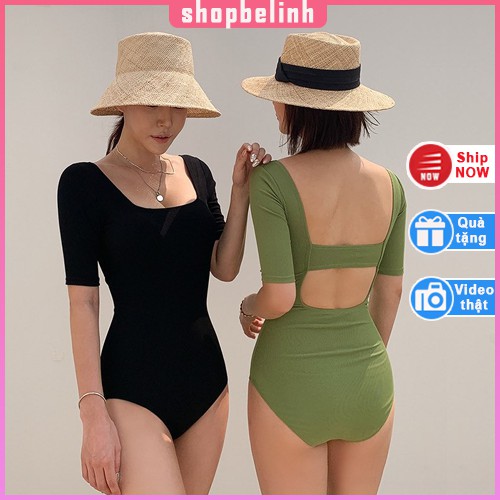 [có sẵn] Bikini monokini 1 mảnh liền thân che khuyết điểm, Đồ bơi hở lưng ulzzang2021