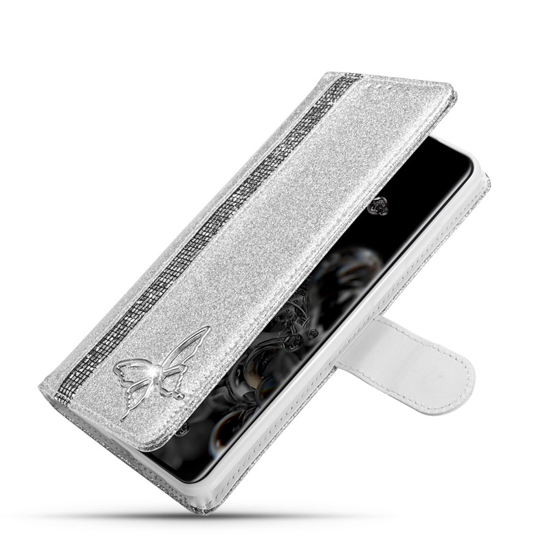 Bao da điện thoại mềm kiểu ví thẻ gập lấp lánh có giá đỡ cho Samsung S20 Uitre/ S10 E/S9+/Note 10 Pro/A71/A51/A41/A21S | BigBuy360 - bigbuy360.vn