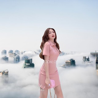 Váy, đầm nữ polo cotton, váy ngắn siết eo, body