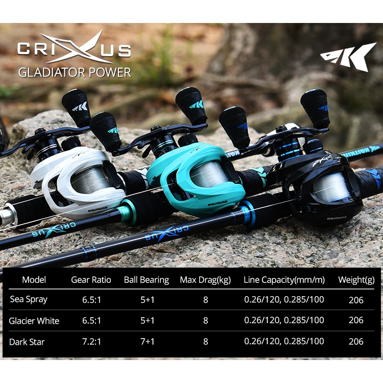 Cuộn dây câu cá KASTKING Crixus 7 + 1BBS 8kg sức kéo tối đa 206g chất lượng cao