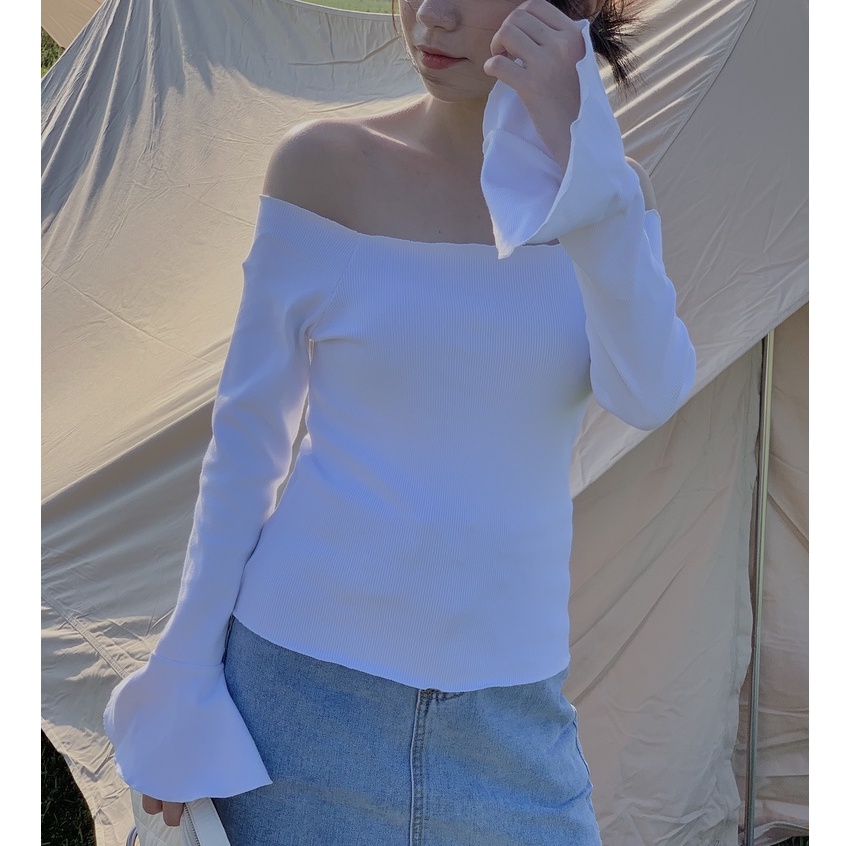 Áo trễ vai thun tăm tay loe TKP109 1994closet