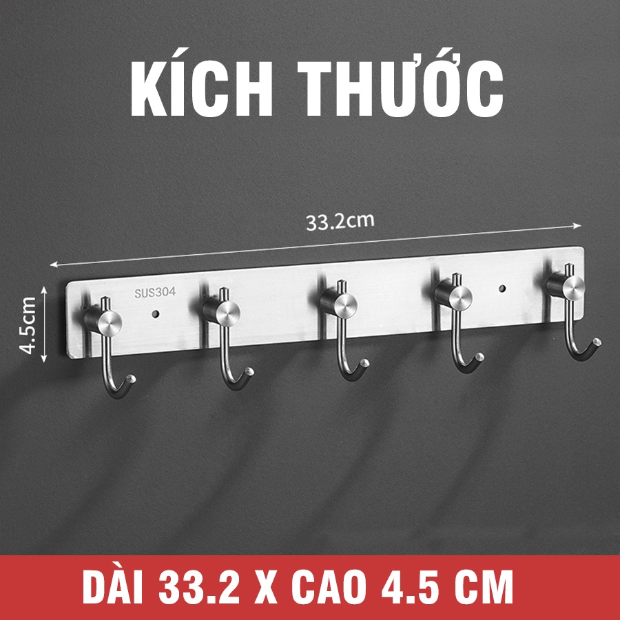 Móc treo quần áo gắn tường inox dán sau cánh cửa dán nhà tắm thanh treo quần áo inox cao cấp MIN09