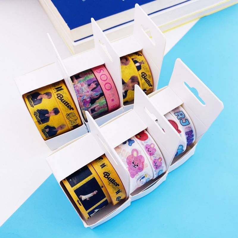 Set 2 Cuộn Băng Dính In Hình BTS BT21 Đáng Yêu Trang Trí Sổ Tay Diy