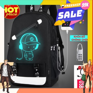 Balo Nam Phát Sáng Có Sạc USB, Khóa Chống Chộm, Chống Nước Balo Đi Học Hot Trend 2019/