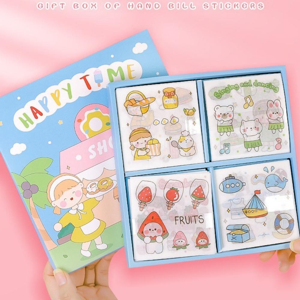 Hộp 100 tấm sticker Pison dễ thương, hình dán cute trang trí điện thoại kệ decor văn phòng phẩm