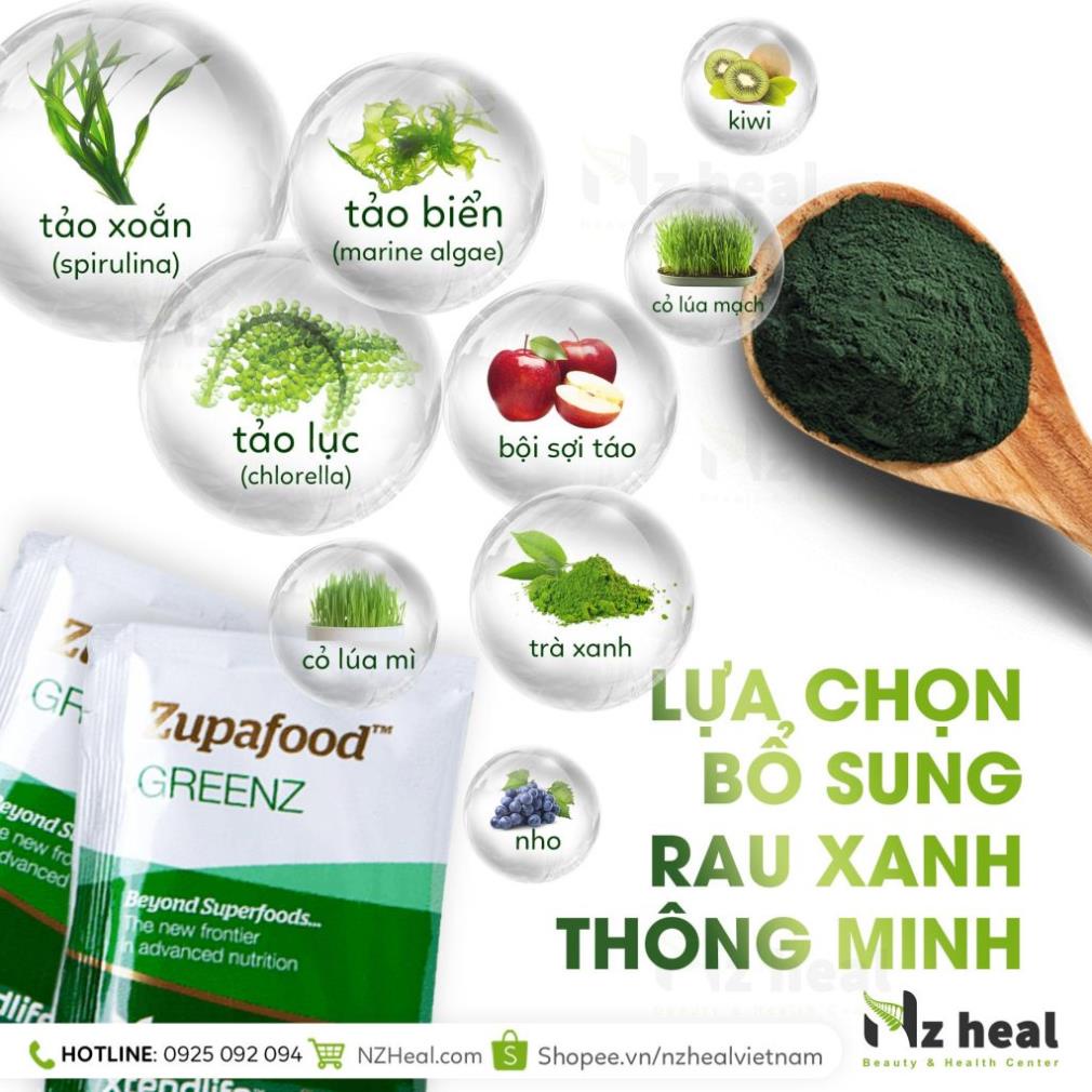 [Hỏa tốc] Siêu thực phẩm kiềm hoá xanh Zupafood GREENZ Xtend-Life (30 gói)